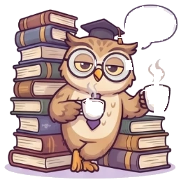 Owl holding a coffee